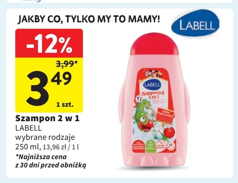 Szampon do włosów kiwi truskawka Labell promocja w Intermarche