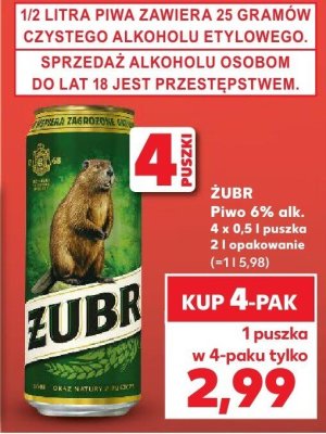 Piwo Żubr 6% alk. promocja w Kaufland