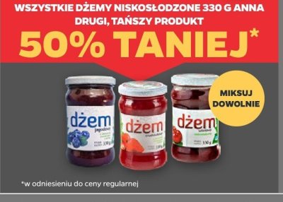 Wszystkie dżemy niskosłodzone 330 g marki Anna DRUGI -50% promocja w Netto