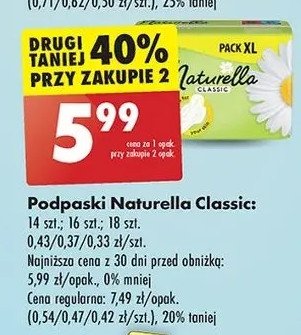 Podpaski higieniczne normal camomile Naturella classic promocja