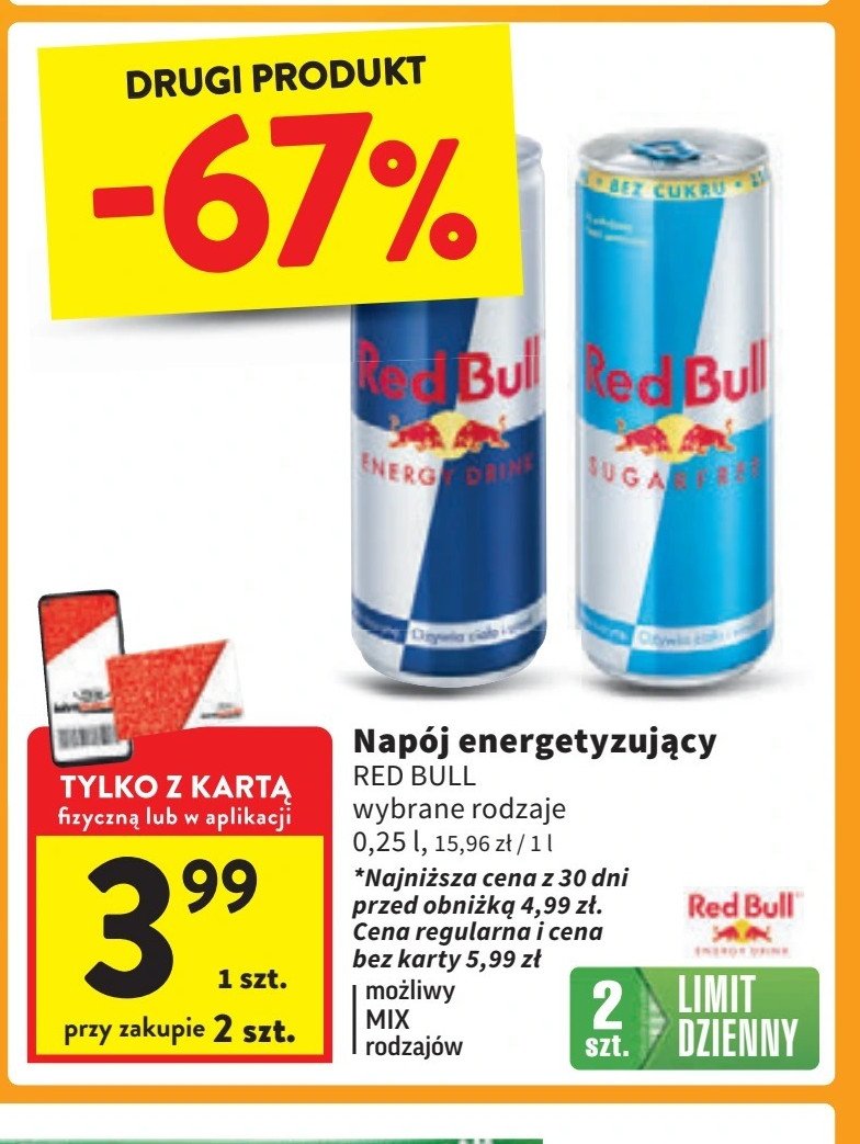 Napój energetyczny Red bull zero promocja w Intermarche