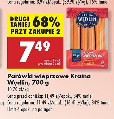 Parówki wieprzowe Kraina wędlin promocja