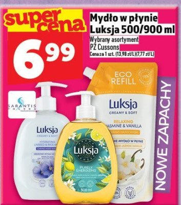 Mydło w płynie Luksja 500/900 ml promocja w TOPAZ