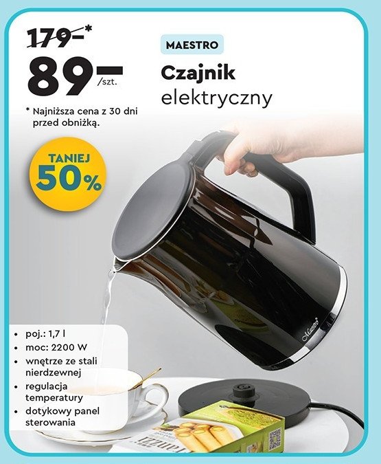 Czajnik elektryczny 1.7 l Maestro promocja w Biedronka