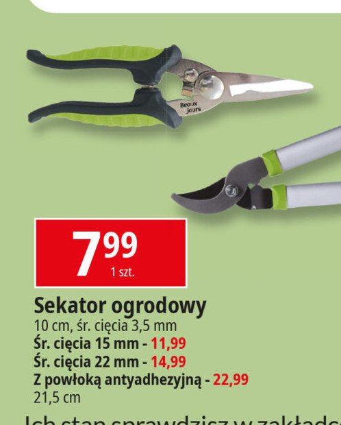 Sekatro ogrodowy śr. cięcia 15 mm promocja w Leclerc