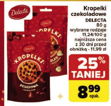 Kropelki czekolada deserowa Delecta promocja