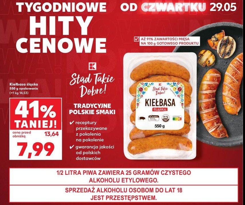 Kiełbasa śląska K-classic promocja w Kaufland