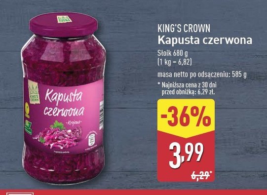 Kapusta czerwona King's crown (aldi) promocja