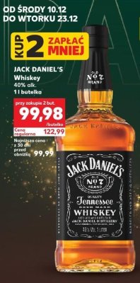 Whisky Jack Daniel's Whiskey 40% alk. 1l butelka promocja w Kaufland