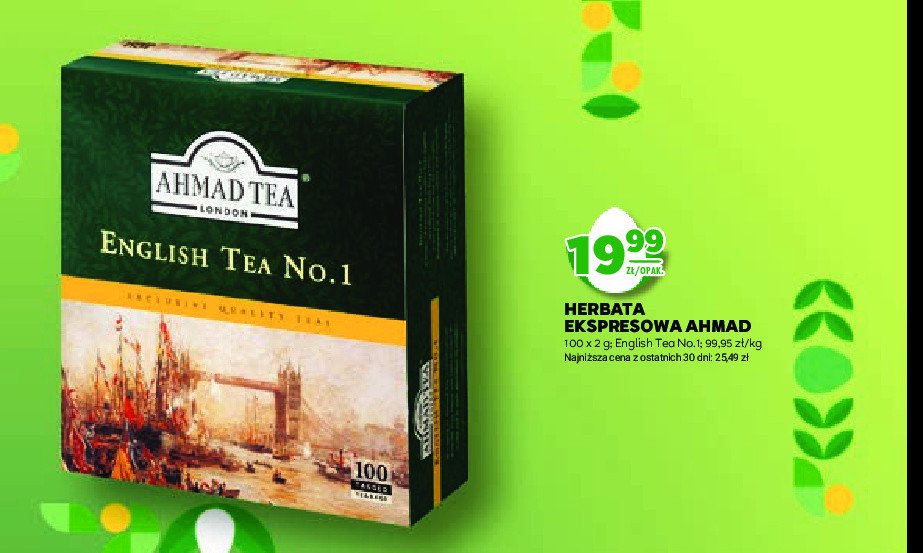 Herbata ekspresowa z zawieszką Ahmad tea london english tea no. 1 promocja