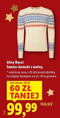 Sweter damski Gino Rossi z wełną promocja w Lidl