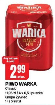 Piwo Warka Classic promocja w Chorten