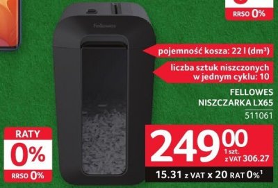 Niszczarka Fellowes LX65 promocja w Selgros