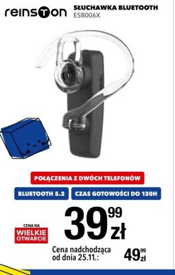 Słuchawka bluetooth Reinston ESB006X promocja w RTV EURO AGD