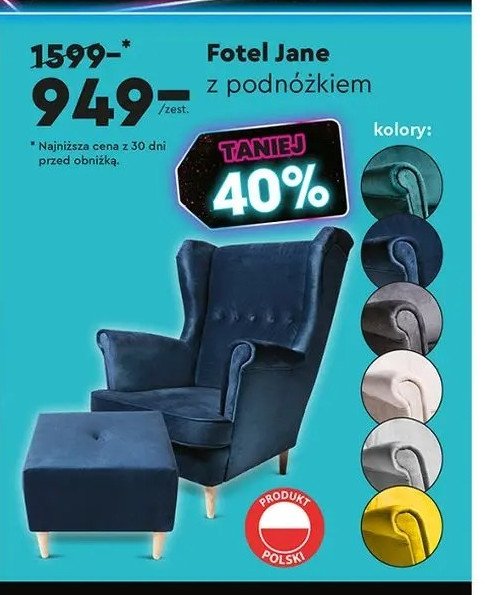 Fotel jane z podnóżkiem promocja w Biedronka