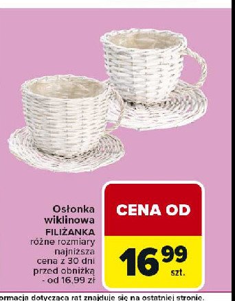 Osłonka wiklinowa filiżanka promocja w Carrefour Market
