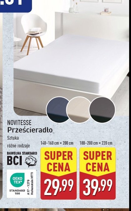 Prześcieradło frotte z gumką 140-160 x 200 cm Novitesse promocja w Aldi