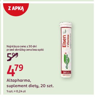 Tabletki musujące cynk i witamina c Altapharma promocja w Rossmann