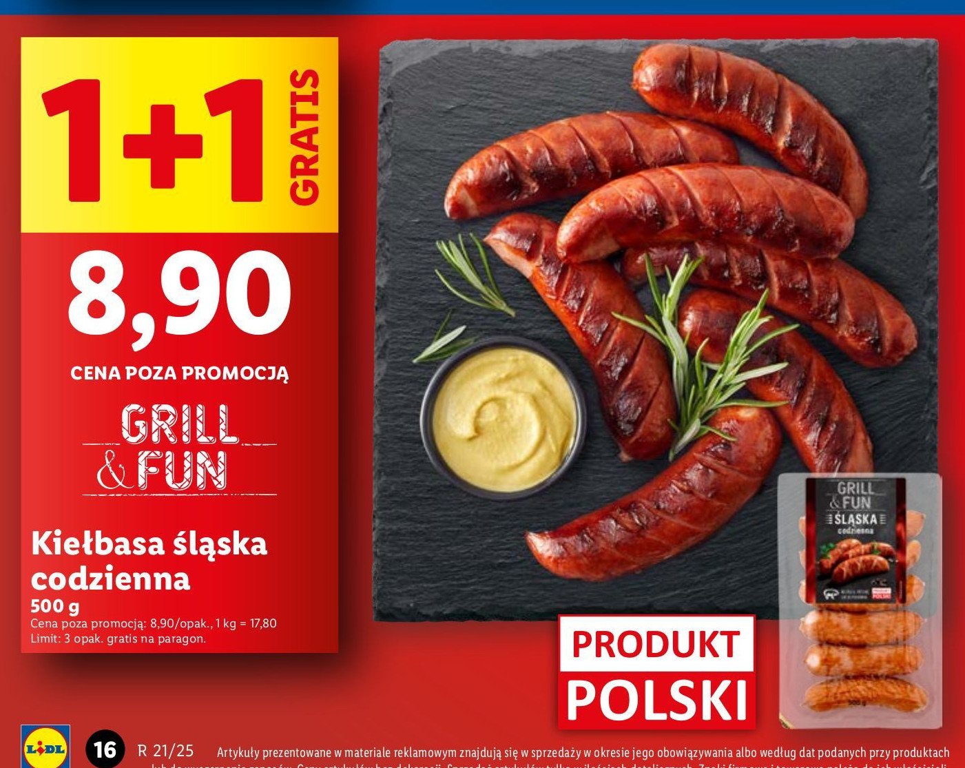 Kiełbasa śląska codzienna Grill and fun promocja w Lidl