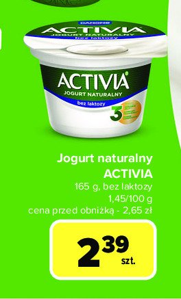 Jogurt naturalny bez laktozy Danone activia promocja w Carrefour Market