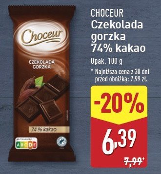 Czekolada gorzka 74% Choceur promocja w Aldi