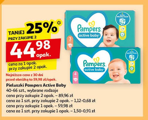 Pieluchy dla dzieci maxi Pampers active baby promocja