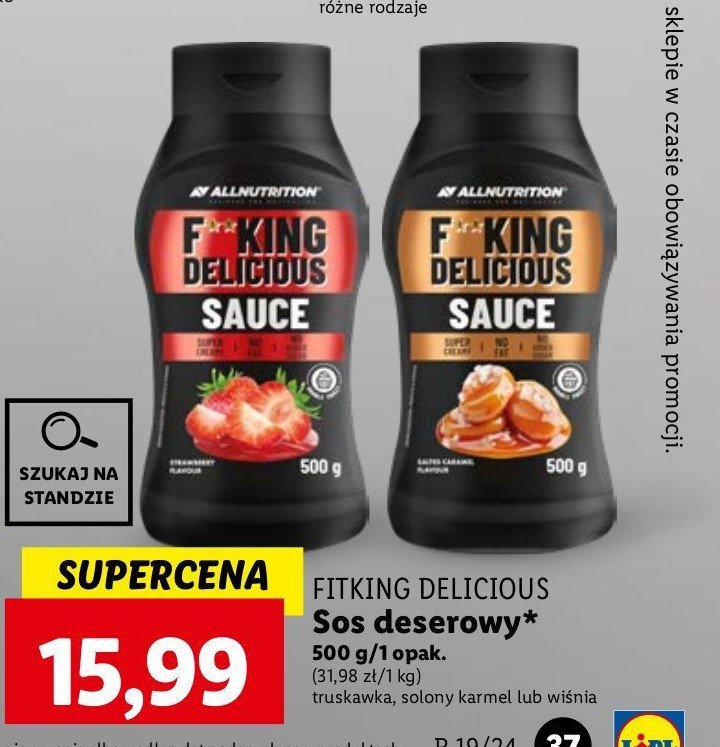 Sos deserowy wiśniowy FITKING DELICIOUS promocja