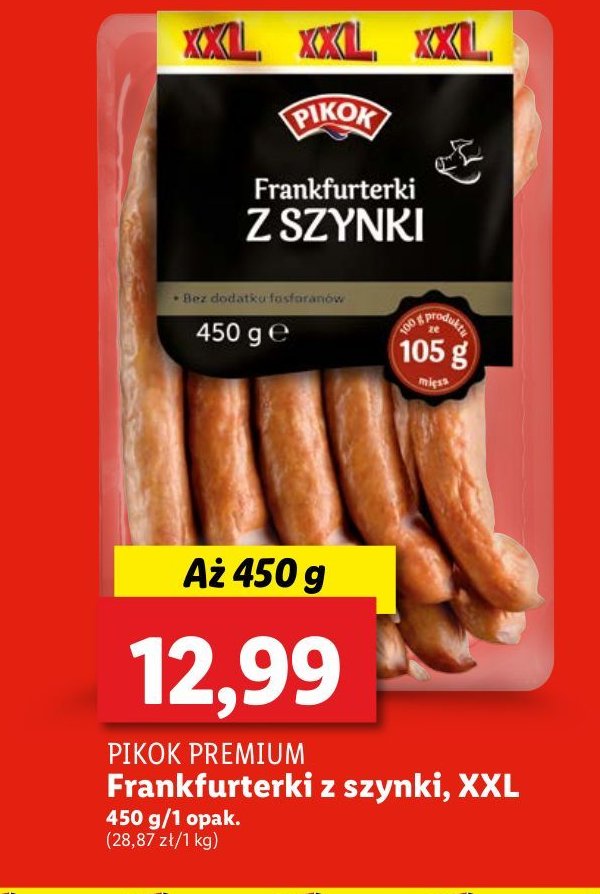 Frankfurterki z szynki Pikok promocja w Lidl