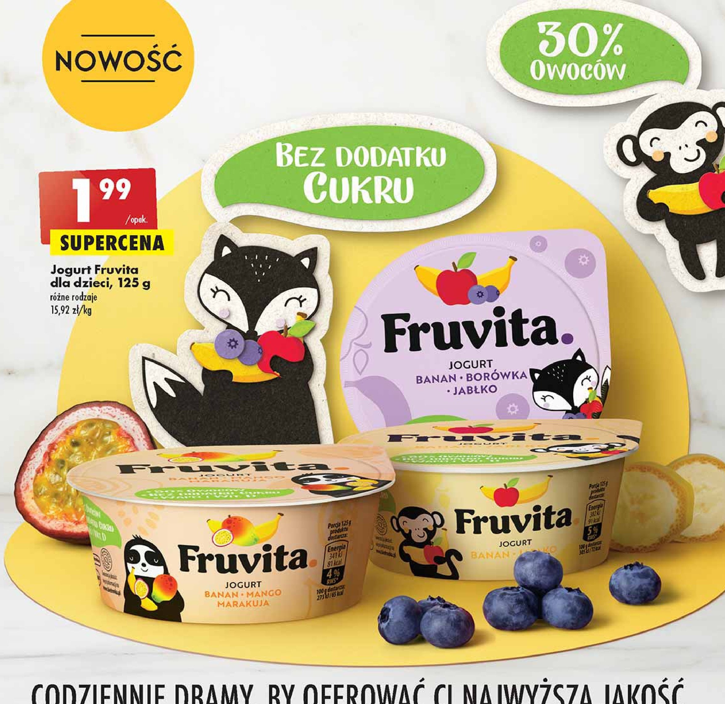 Jogurt banan-mango-marakuja Fruvita promocje