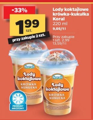 Lody koktajlowe Koral krówka-kukułka promocja