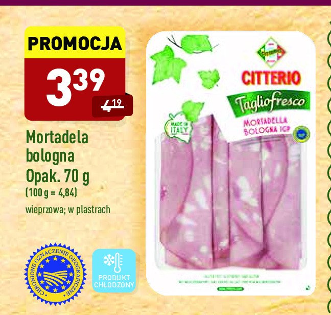 Mortadela bologna wieprzowa w plastrach Citterio promocja