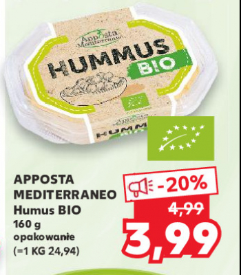Hummus bio Apposta mediterraneo promocja