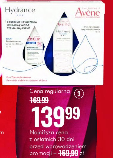 Zestaw w pudełku hydrance: krem 40 ml + serum 30 ml AVENE ZESTAW promocja w Super-Pharm