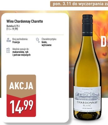 Wino Chardonnay Charette promocja w Aldi