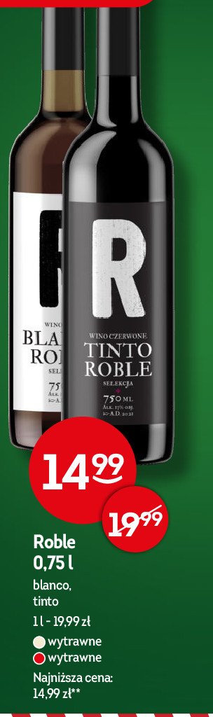 Wino bia艂e po艂wytrawne ROBLES DEL CAMPO promocja