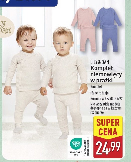 Komplet niemowlęcy w prążki 62/68-86/92 Lily & dan promocja w Aldi