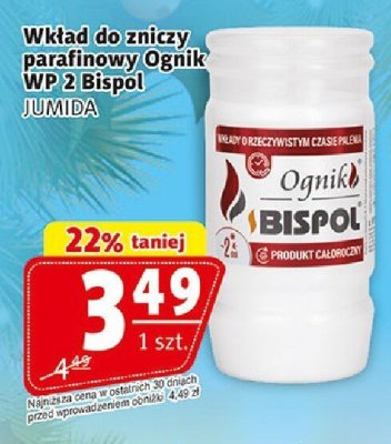 Wkład do zniczy parafinowy Ognik WP-2 Bispol promocja w Prim Market