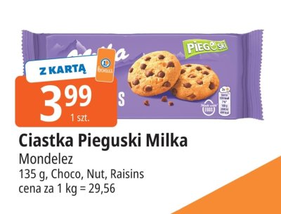 Ciastka Pieguski Milka Mondelez Choco, Nut, Raisins promocja w Leclerc