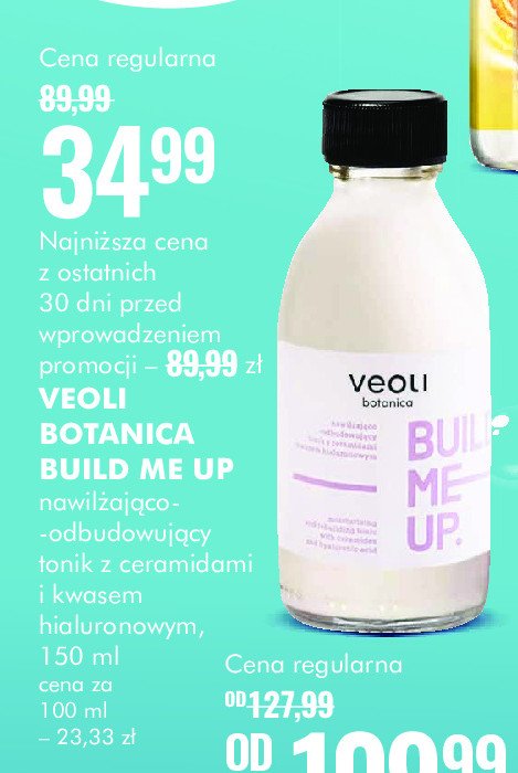 Tonik z ceramidami i kwasem hialuronowym Veoli botanica build me up promocja