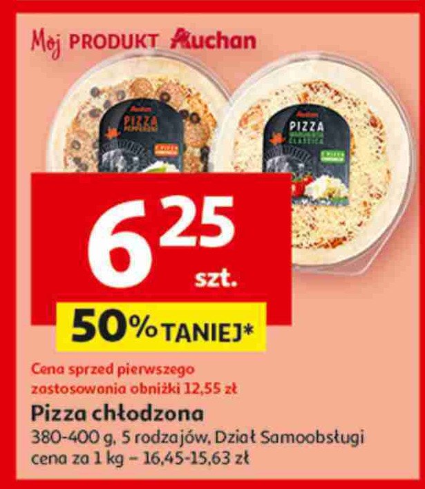 Pizza margherita z pesto Auchan różnorodne (logo czerwone) promocja