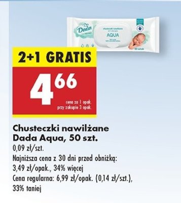 Chusteczki nawilżane aqua Dada promocja