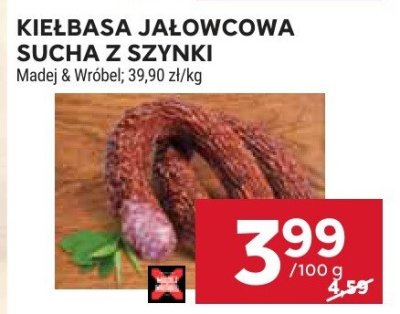 Kiełbasa jałowcowa sucha z szynki promocja w Stokrotka