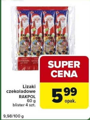 Lizaki czekoladowe Rakpol 60 g promocja w Globi