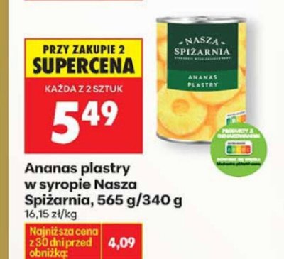 Ananas plastry w syropie  promocja w Biedronka