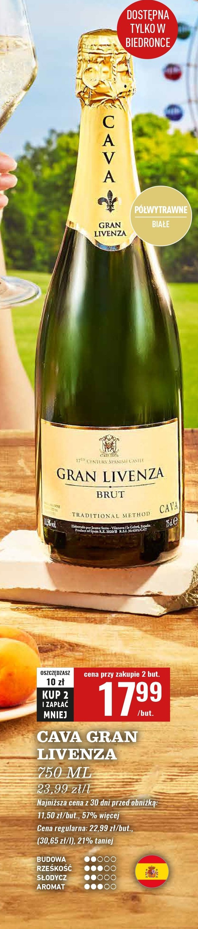 Wino Gran livenza brut promocja w Biedronka