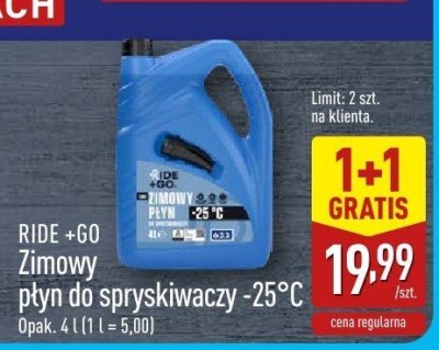 Płyn do spryskiwacza zimowy -25°C RIDE +60 promocja w Aldi