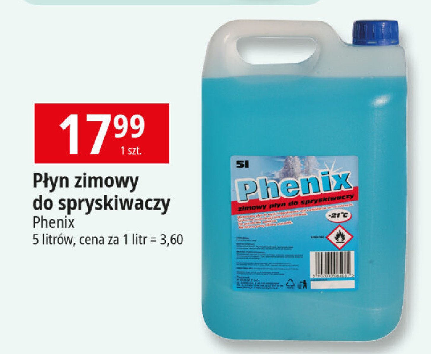 Płyn zimowy do spryskiwaczy -15 c Phenix promocja