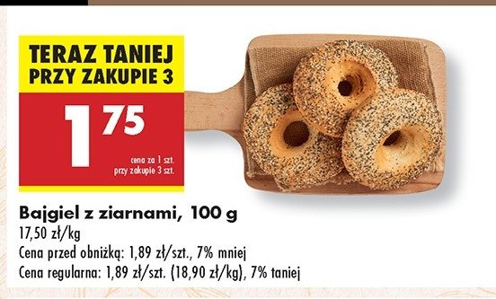 Bajgiel z ziarnami promocja w Biedronka