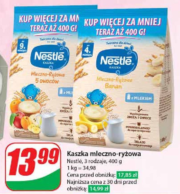 Kaszka mleczno-ryżowa banan Nestle kaszka promocja