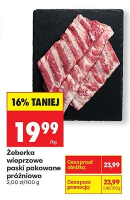 Żeberka wieprzowe paski pakowane próżniowo promocja w Biedronka